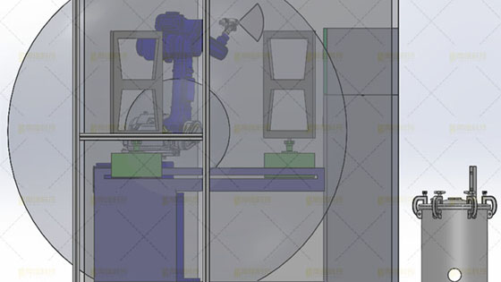 噴涂<a href='http://www.0871jiancai.com' target='_blank'><u>機器人工作站</u></a>正視圖